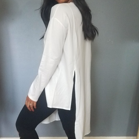IVORY ASYMMETRICAL LONG SLEEVE TOP - Picture 3 of 6